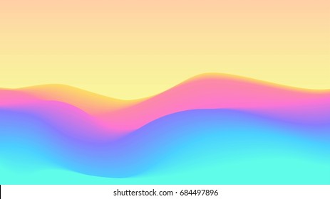 Color Wavy Terrain Background. Dynamic Effect. Abstract Vector Illustration. Design Template. Modern Pattern