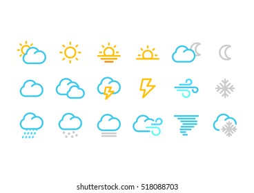 Color Weather Forecast icons in line style