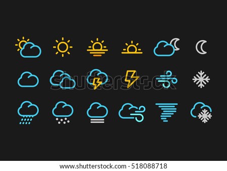 Color Weather Forecast icons in line style