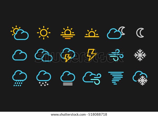 Color Weather\
Forecast icons in line\
style