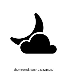Color weather night cloudy moon icon in simple style. Moon and cloud isolated on white background. Climate sign, vector illustration for print, web, mobile app, widget