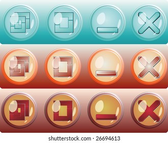 Color web buttons for window toolbox. Different color themes. No transparency.