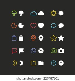 Color web interface icons clip-art. Design elements