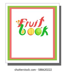 Color web logo fruit book vector illustration