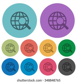 Color web search flat icon set on round background. 10 variations included.