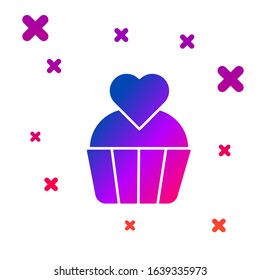 Color Wedding cake with heart icon isolated on white background. Valentines day symbol. Gradient random dynamic shapes. Vector Illustration