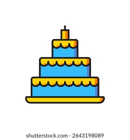 Color Wedding cake icon isolated on white background. Flat filled outline style with shadow. Vector