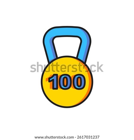 Color Weight icon isolated on white background. Kilogram weight block for weight lifting and scale. Mass symbol. Flat filled outline style with shadow. Vector