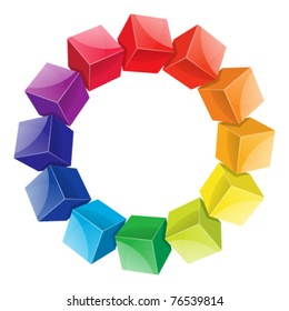 Color wheel 3d from cubes vector illustration. Eps 10.