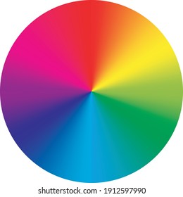 Color wheel    arrangement color hues around circle disc  Vector illustration and rainbow light spectrum gradient