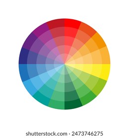 Color wheel chart. Multicolored gradient hues. Circular spectrum vector. Abstract geometric design.