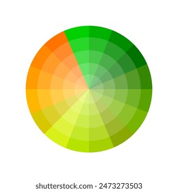 Color wheel chart. Vibrant gradient hues. Circular spectrum vector. Abstract geometric design.