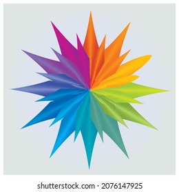 Color Wheel, Circle Flower Star Isolated Mandala Rainbow Colors 