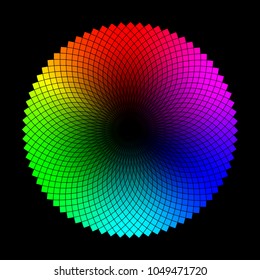 Color wheel or circle with graded coloristic shade variations round table. Pickable color plates ready for palettes.