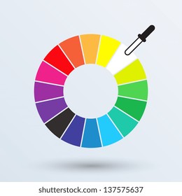 Color Wheel Or Color Circle Isolated  On Gray Background. Vector Illustration.