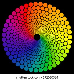 Color wheel or color circle isolated on black background