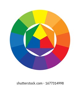 Color wheel or color circle with twelve colors