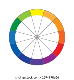 Color wheel or color circle with twelve colors