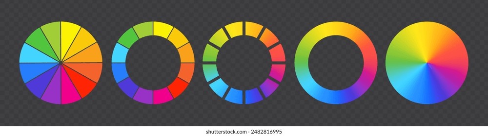 Color wheel or color circle. Vector rgb multi color palette with rainbow light spectrum gradient for designers. Gradation of colors