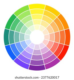 Color wheel with colors and gradients. Circular color scheme isolated. Vector illustration