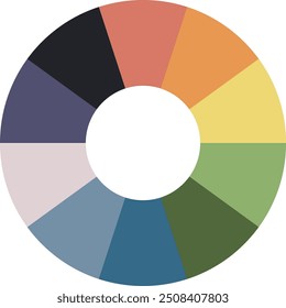 Rueda de color, combinación con su elegancia y profundidad. Ilustración vectorial de la rueda de color.