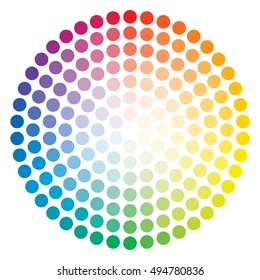 Color Wheel Composed Of Circles On White