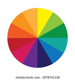 The Color Wheel Consists Of Red, Blue, Yellow, Green, Orange, And Purple.Isolated Vector Illustration On A White Background.