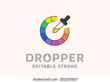 Color wheel with dropper creative logo template.