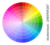 Color wheel gradient. Full spectrum hues. Circular palette design. Vector illustration.