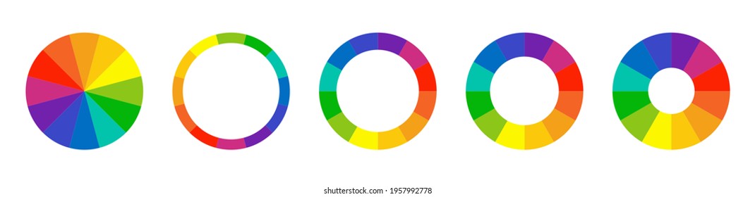 Color wheel guide  Floral patterns   palette isolated  RGB   CMYK colors  Pie charts diagrams  Set different color circles  Infographic element round shape  Vector illustration 
