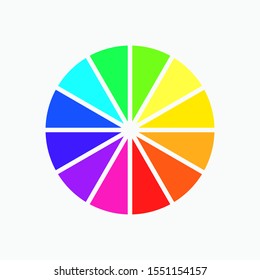 Color Wheel. Hue, Colour Circle Icon for Drawing. Coloring  Materials.