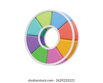 Color wheel icon 3d render illustration. Colorful Infographic icon illustration 3d