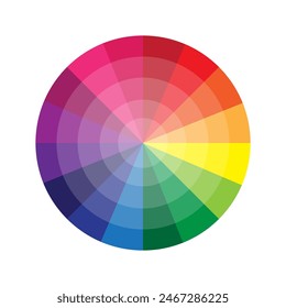 Color wheel icon. Bright spectrum vector. Circular gradient illustration. Vibrant design element.