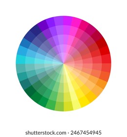 Color wheel icon. Bright spectrum vector. Circular gradient illustration. Vibrant design element.