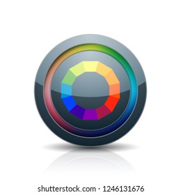 Color wheel icon button illustration