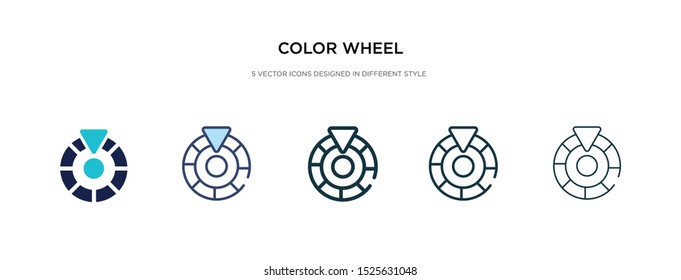 color wheel icon in different style vector illustration. two colored and black color wheel vector icons designed in filled, outline, line and stroke style can be used for web, mobile, ui