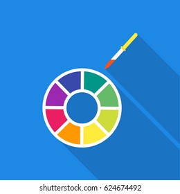 Color wheel icon in flate style isolated on white background. Typography symbol stock vector illustration.