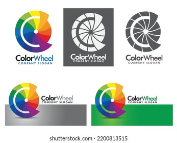 color wheel logo design with c letter for colors brand and company 