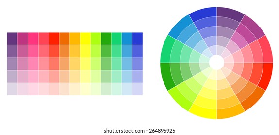 Color wheel and palette on white illustration