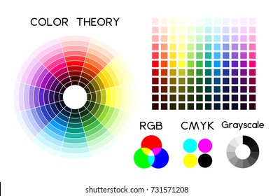 Color Wheel And Color Palette. RGB And CMYK Schemes. Vector Illustration