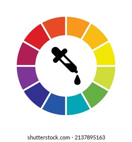 Rueda de color con ilustración vectorial de icono de selector.