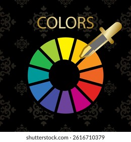 Color wheel. Pipette color picker, warm and cool colors. Color theory