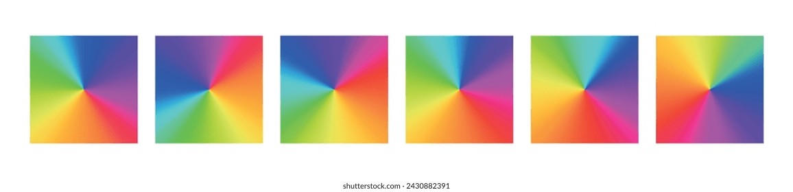 Color wheel with radial gradient, the rainbow spectrum in circular palette square background. Flat vector illustration isolated on white background.