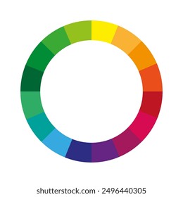 Color wheel ring. Gradient spectrum circle. Rainbow hues graphic. Vibrant vector illustration.