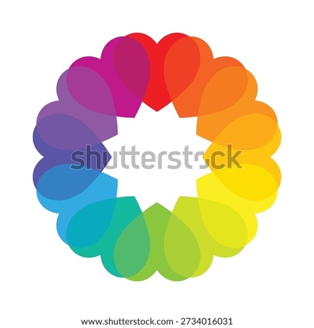 color wheel rounded heart shape