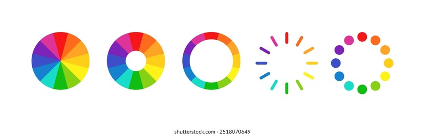 Color wheel set icons. Flat style. Vector icons.