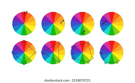 Color wheel set icons. Flat style. Vector icons.