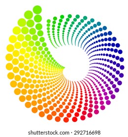 Color wheel shaped like shell, isolated on white background