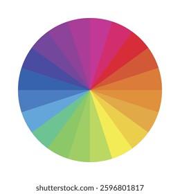 Color wheel showcasing a gradient spectrum from magenta to yellow revealing the harmony and relationships between colors