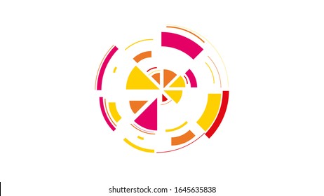 Color wheel. Simple drawing with slices, triangles, lines arranged in a circle to create footages, layouts, logos, screensavers in a dynamic style. Vector graphics. Graphic element. Design template.